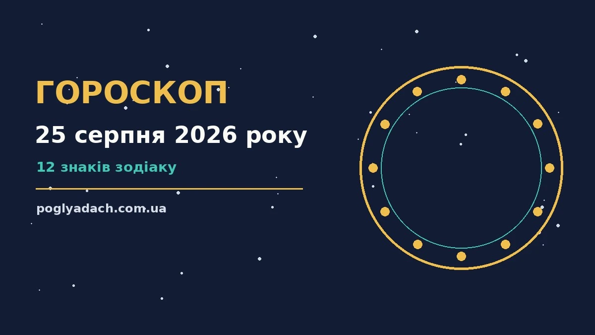 Щоденний гороскоп на 25 серпня 2026 року для дванадцяти знаків Зодіаку